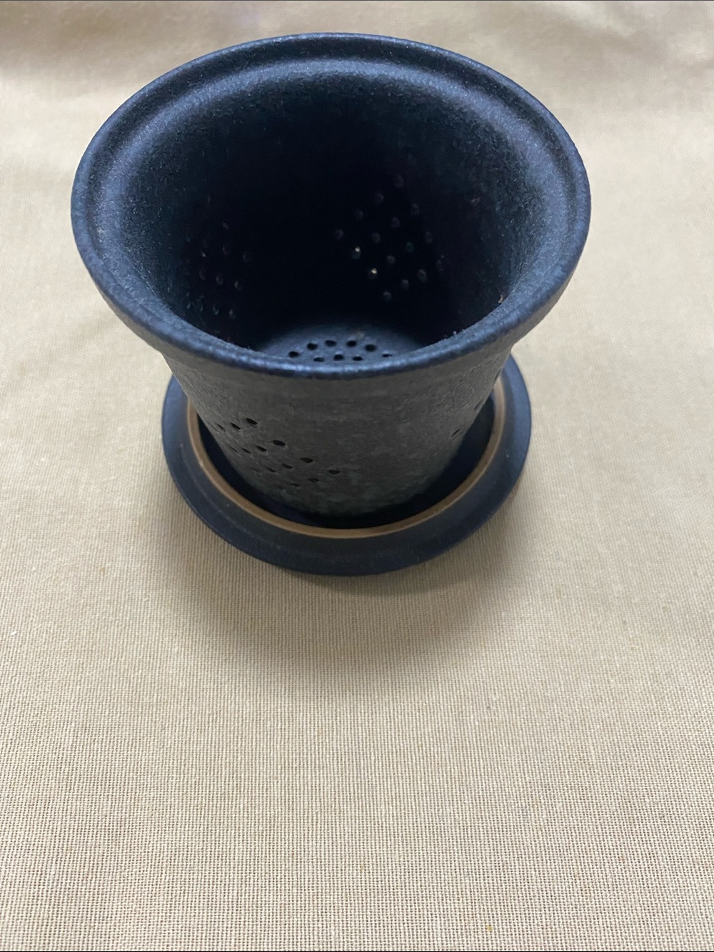 Black Ceramic Tea Infuser with Matching Drip Tray